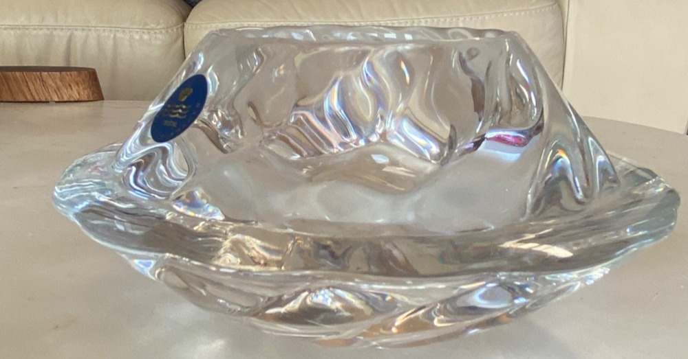 VINTAGE Large ROYAL COPENHAGEN Crystal Swirl CAPRIOLE Candle Holder NWT Lotus